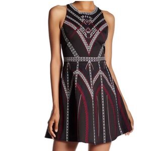 Parker Garnet Embroidered Geometric Fit and Flare Dress Women's‎ XS